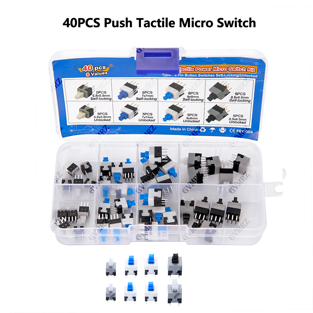 Diy Electronics Supplies - 40PCS 8Values Push Tactile Micro Switch