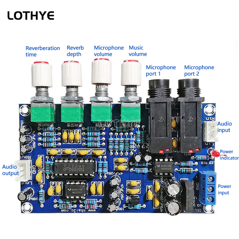 Diy Electronics Audio - PT2399 Microphone Amplifier Board Karaoke Reverberation