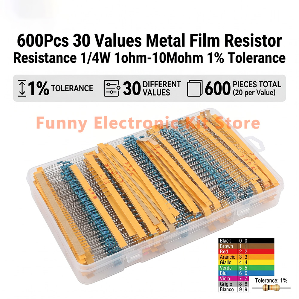 600 Pcs Assorted Metal Film Re - Resistor Kit 1 4W บทวิจารณ์และราคา