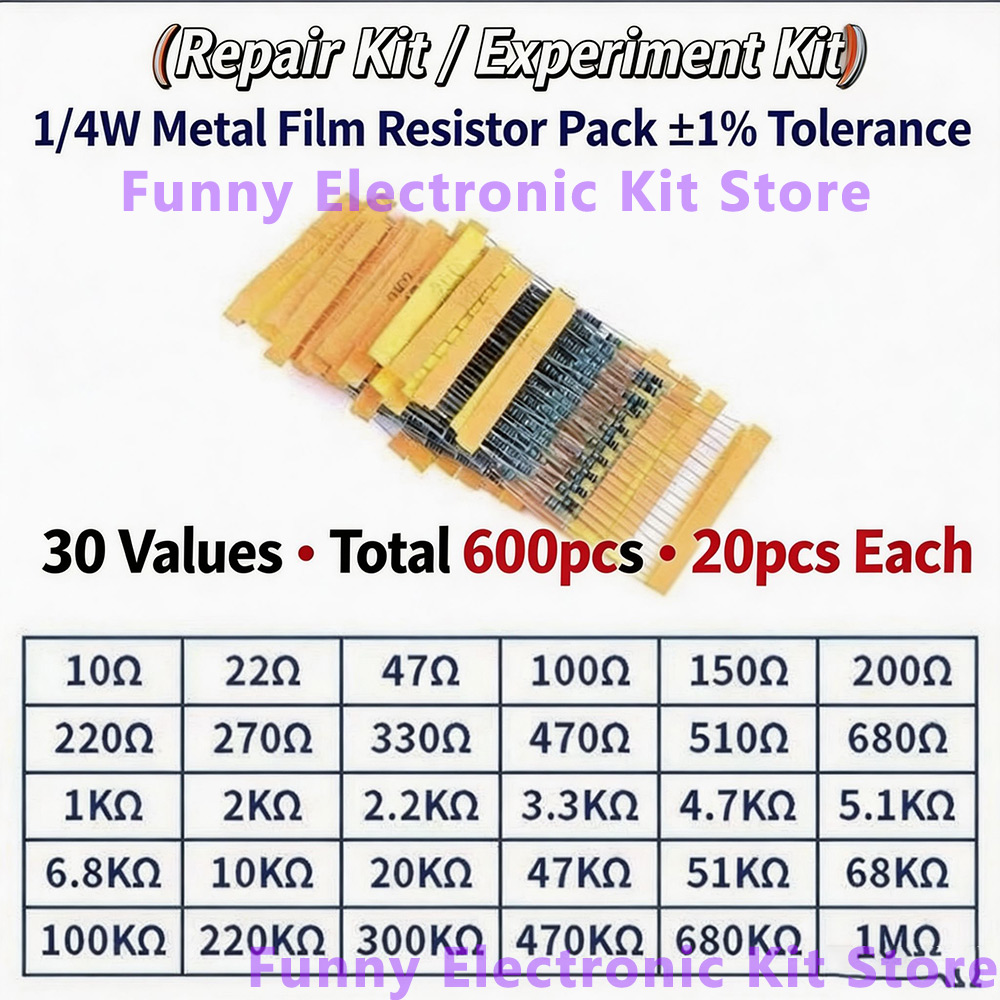 600 Pcs Assorted Metal Film Re - Resistor Kit 1 4W บทวิจารณ์และราคา