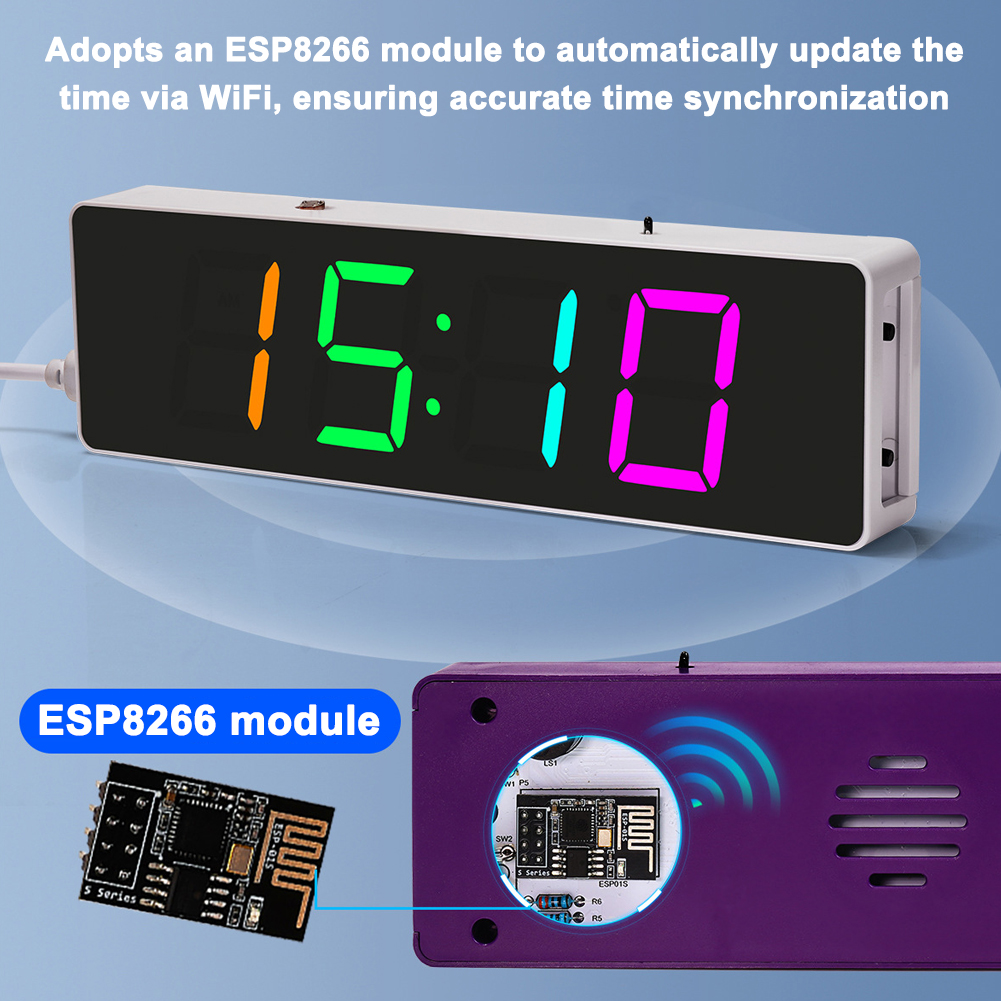 ESP8266 IoT Colorful WiFi Cloc - Diy Electronics Com บทวิจารณ์และราคา