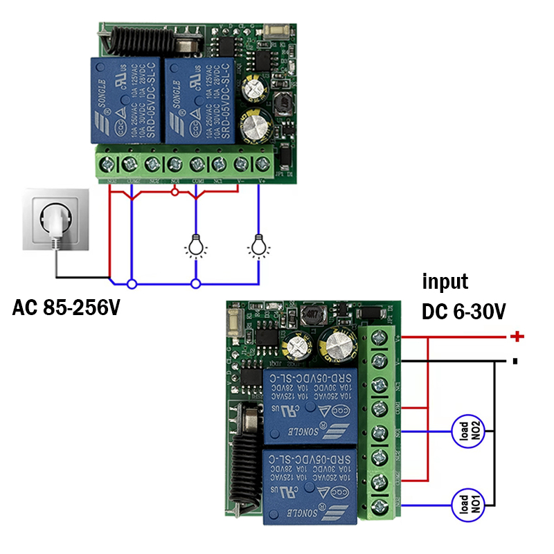 DC 9V 12V 24V AC 85-250V 2CH R - Rf 433Mhz Module บทวิจารณ์และราคา