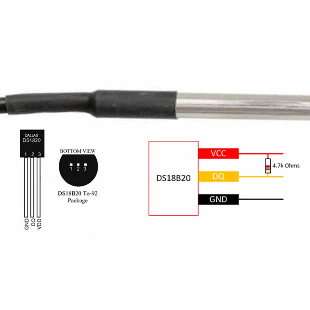 DS18B20 Temperature Probe 1m 2 - Ds18B20 Temperature Sensor บทวิจารณ์และราคา