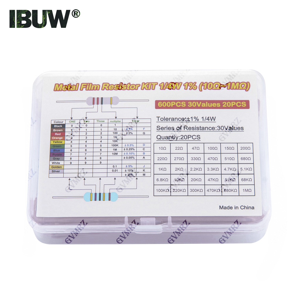 600PCS 30Values 1/4W Metal Fil - Resistor Kit 1 4W บทวิจารณ์และราคา