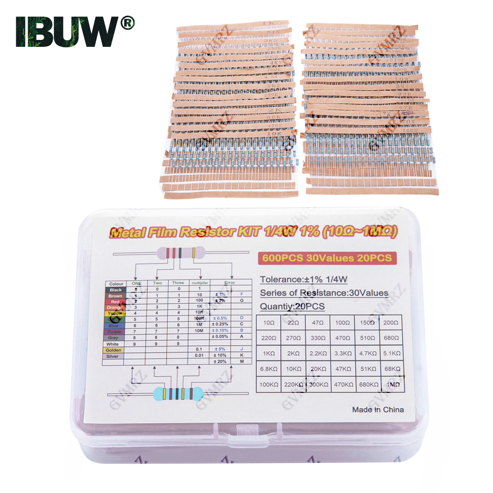 600PCS 30Values 1/4W Metal Fil - Resistor Kit 1 4W บทวิจารณ์และราคา