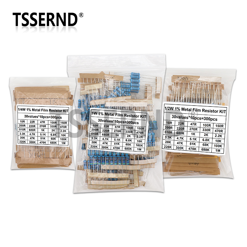 300PCS 1/4W 1/2W 1W 1% Metal F - Resistor Kit 1 4W บทวิจารณ์และราคา