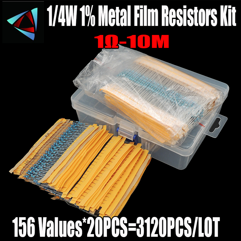 3120Pcs/lot 156 Values 1/4W 0. - Resistor Kit 1 4W บทวิจารณ์และราคา