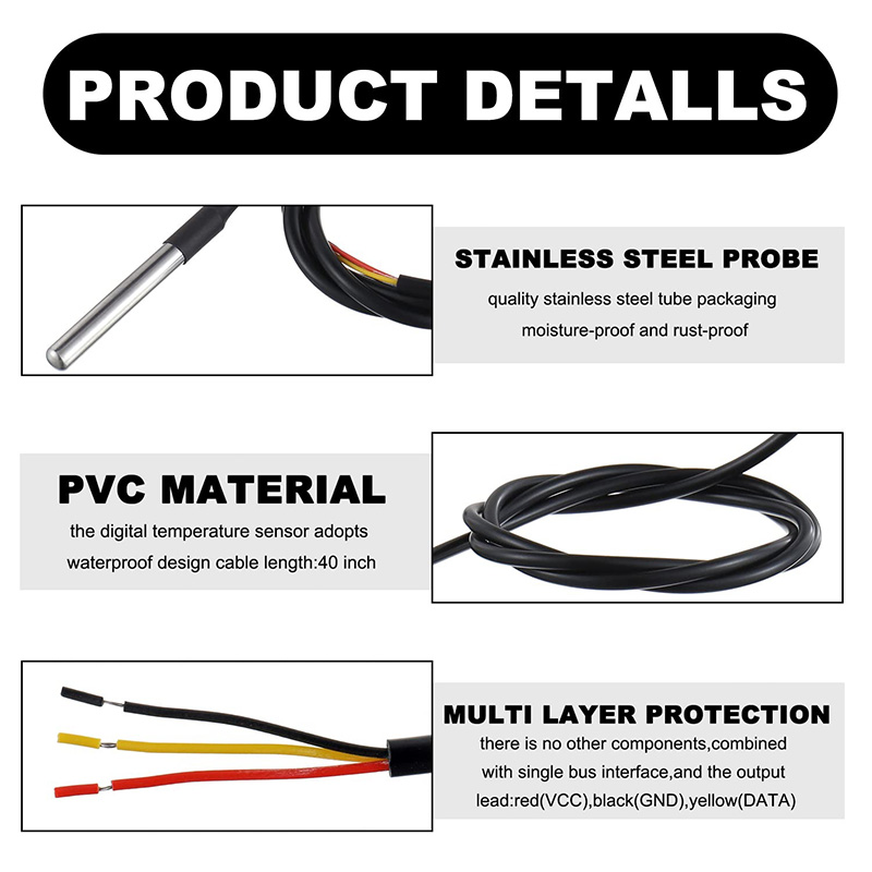 DS18B20 Stainless Steel Packag - Ds18B20 Temperature Sensor บทวิจารณ์และราคา