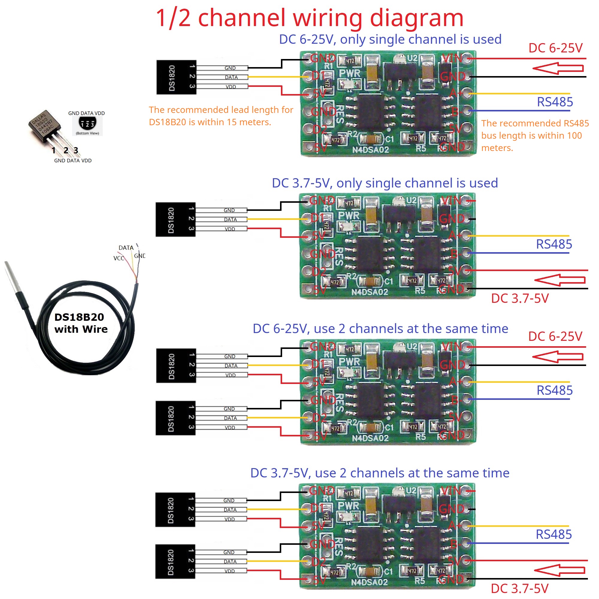 DS18B20 RS485 Adapter Board fo - Ds18B20 Temperature Sensor บทวิจารณ์และราคา