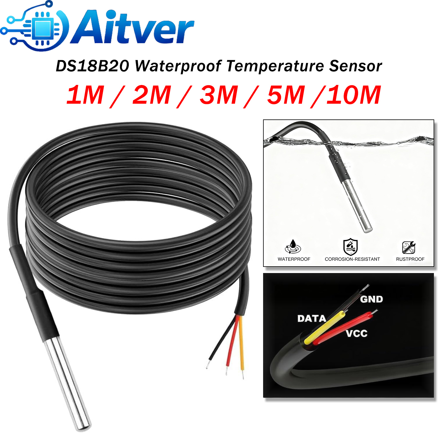 DS18B20 Waterproof Temperature - Ds18B20 Temperature Sensor บทวิจารณ์และราคา