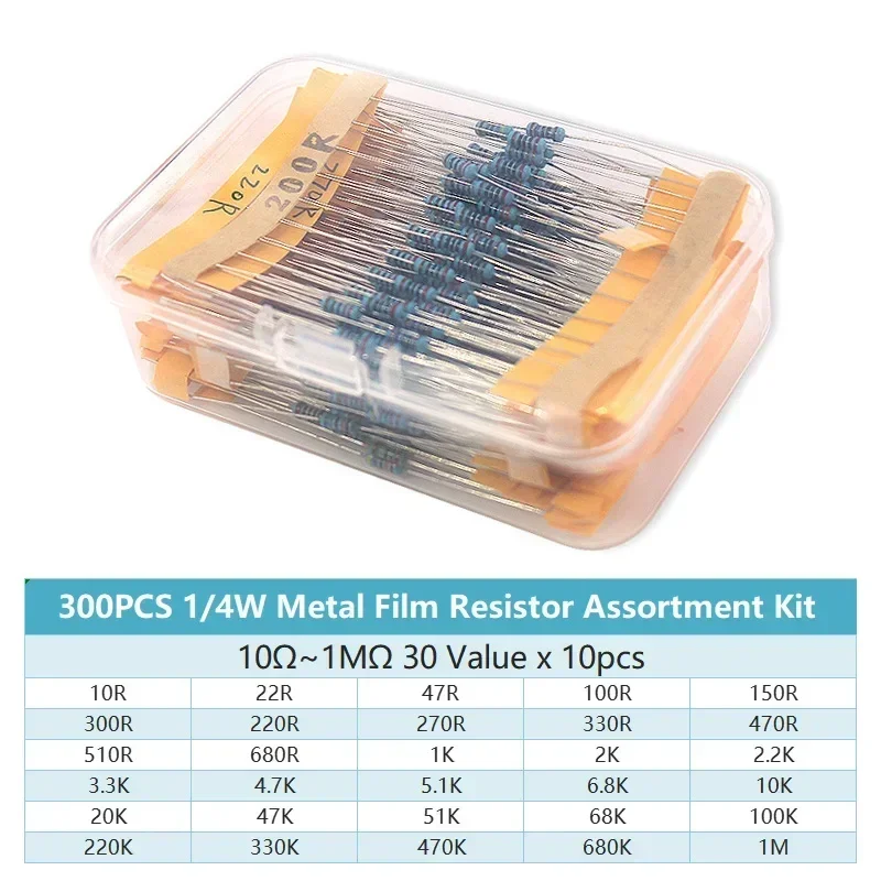 300/600PCS 30Values 1/4W Metal - Resistor Kit 1 4W บทวิจารณ์และราคา