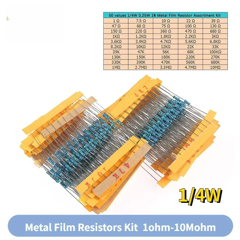 500PCS 1% 1/4W Metal Film Resi - Resistor Kit 1 4W บทวิจารณ์และราคา