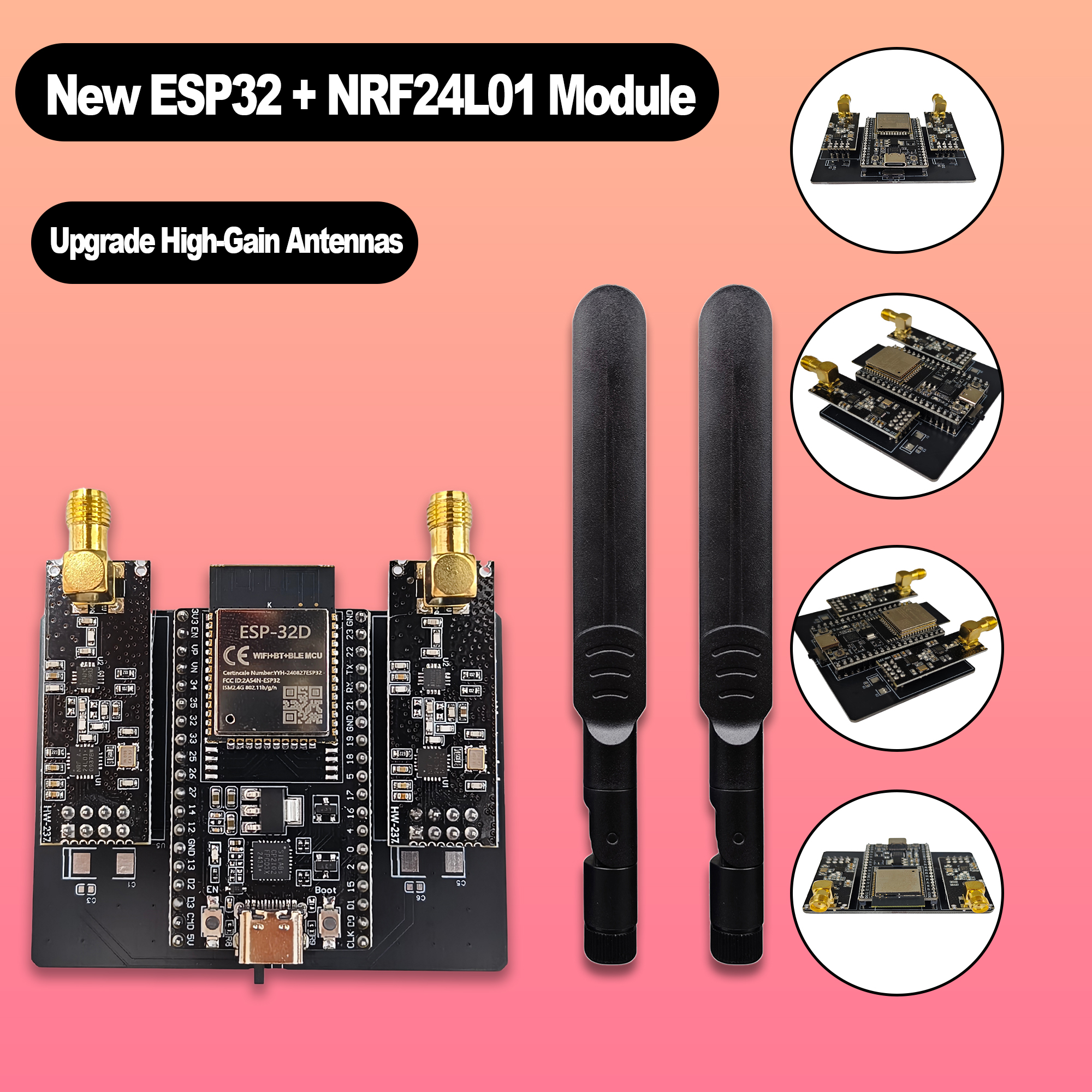 New ESP32 DevKitC + NRF24L01 P - Nrf24L01 Module Wireless บทวิจารณ์และราคา
