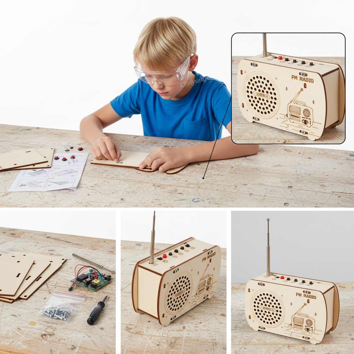 DIY Wooden Radio Kit Retro FM  - Diy Electronics Radio บทวิจารณ์และราคา